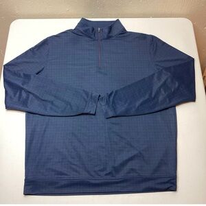 Peter Millar Mens Large Crown Sport 1/4 Zip Golf Performance Tartan Plaid Blue